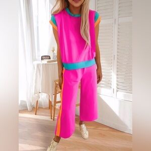 Casual & Comfy  2 Piece Outfit - Chestnut or Hot Pink